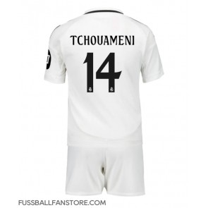 Real Madrid Aurelien Tchouameni #14 Replik Heimtrikot Kinder 2024-25 Kurzarm (+ Kurze Hosen)